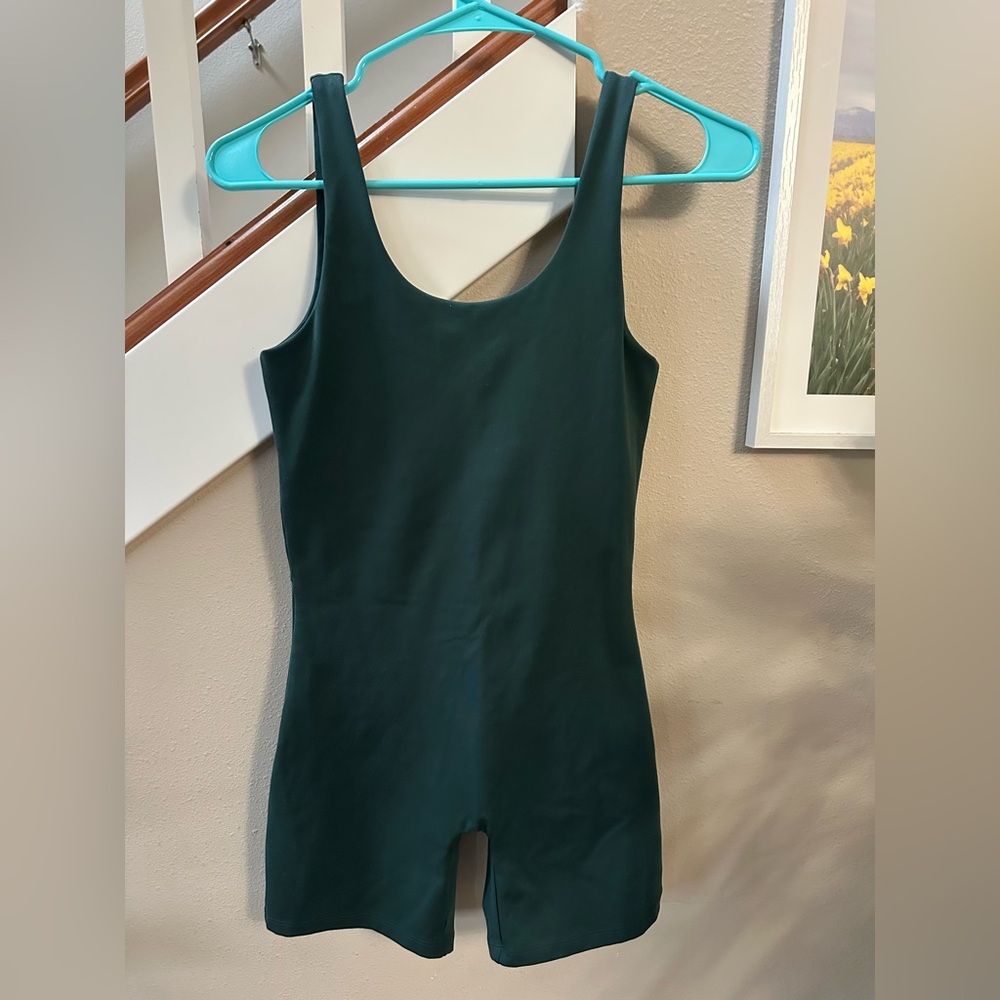 Girlfriend Collective Emerald Green Bike Unitard Bodysuit in Small